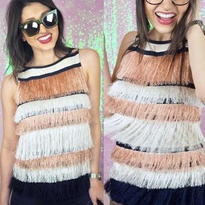 ANN TAYLOR Petite Tassel Fringe Tank 🌷